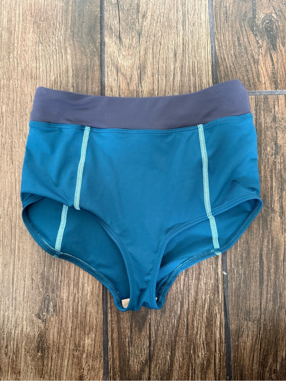 Tiger Friday High Waisted Dance Brief Shorts Adult Small Teal Blue Gray
